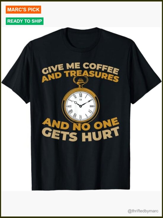 Tops - Antique Collector T-Shirt - Coffee and Treasures Design